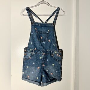 Overalls with colorful heart designs